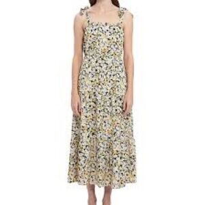 Sanctuary Yellow Floral Sundress Tied Straps Maxi Dress